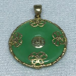 Chinese 14k Gold & Jade Authentic Vintage Pendant